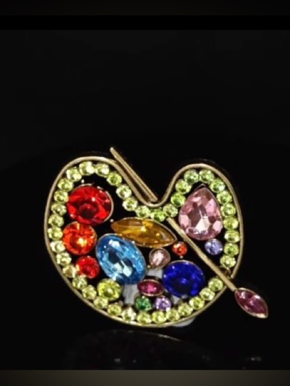 Multicolor Crystal Artist Painter Palette Brooch Pin